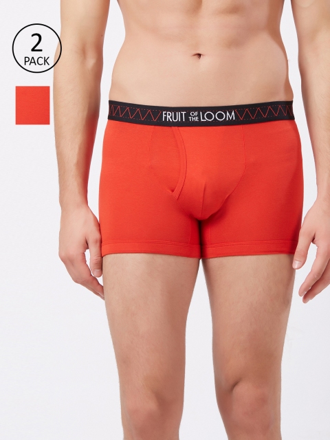 

Fruit of the loom Men Pack of 2 Red Solid Trunks