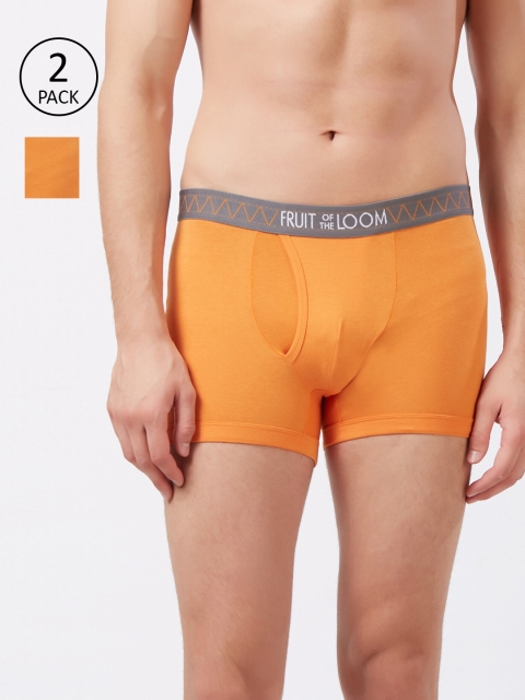 

Fruit of the loom Men Pack of 2 Orange Solid Trunks