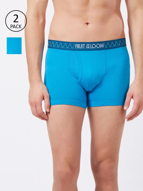 

Fruit of the loom Men Pack of 2 Blue Solid Trunks