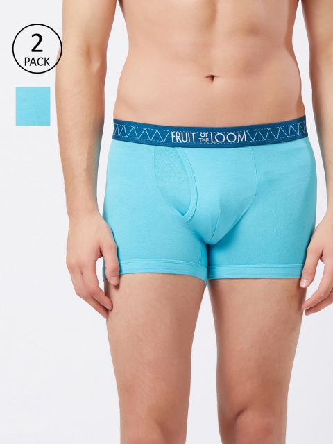 

Fruit of the loom Men Pack of 2 Blue Solid Trunks