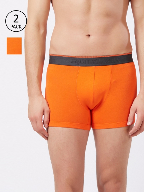 

Fruit of the loom Men Pack of 2 Orange Solid Mid-Rise Trunks MTR09-A1S4