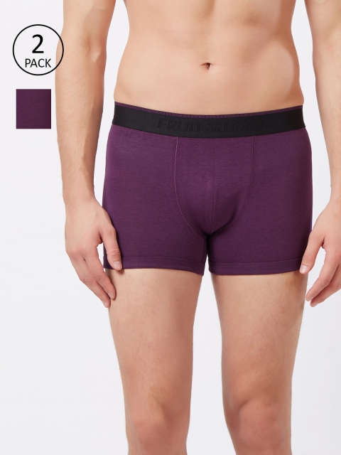 

Fruit of the loom Men Pack of 2 Purple Solid Mid-Rise Trunks MTR09-A1S3