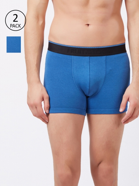 

Fruit of the loom Men Pack of 2 Blue Solid Trunks MTR09-A1S1