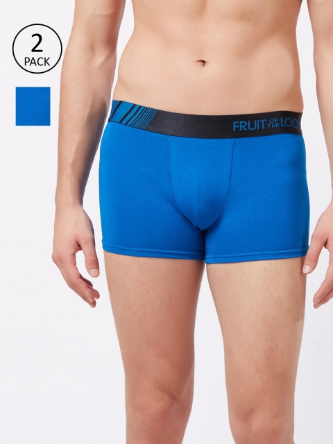 

Fruit of the loom Men Pack Of Two Blue Solid Low-Rise Trunks 10570680