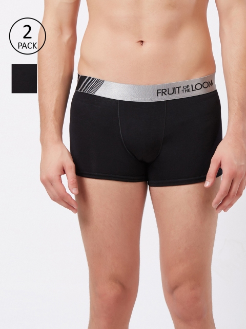 

Fruit of the loom Men Pack Of Two Black Solid Low-Rise Trunks 10570618-2