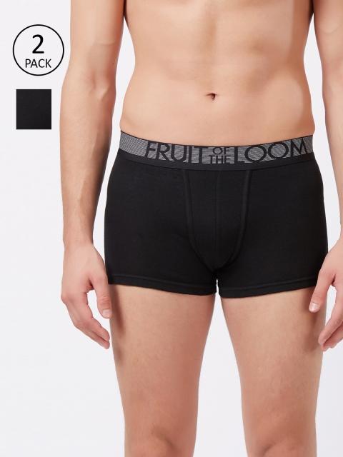 

Fruit of the loom Men Pack Of Two Black Solid Trunks 10570666-2