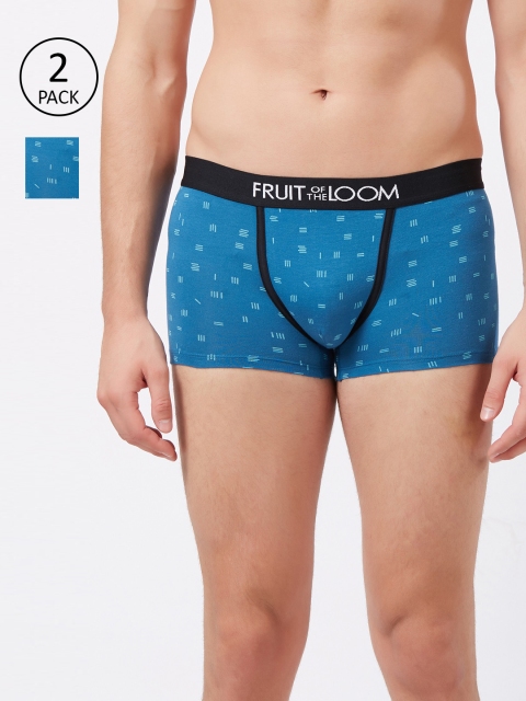 

Fruit of the loom Men Pack Of Two Blue Printed Trunks 10570562-2