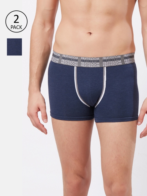 

Fruit of the loom Men Pack OF Two Navy Blue Solid Trunks 10570696-2