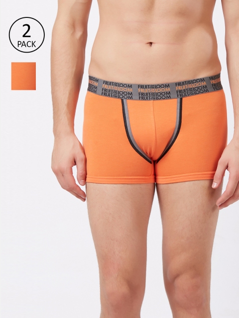 

Fruit of the loom Men Pack Of Two Orange Solid Trunks 10570502-2