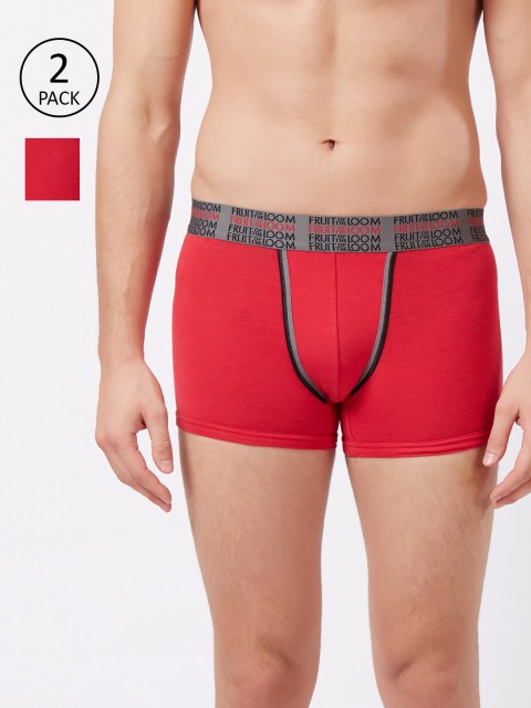 

Fruit of the loom Men Pack Of Two Red Solid Trunks 10570578-2