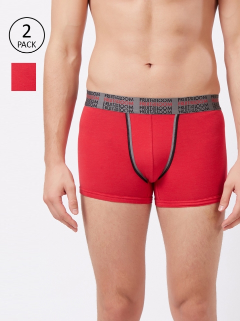 

Fruit of the loom Men Pack Of Two Red Solid Trunks 10570672-2