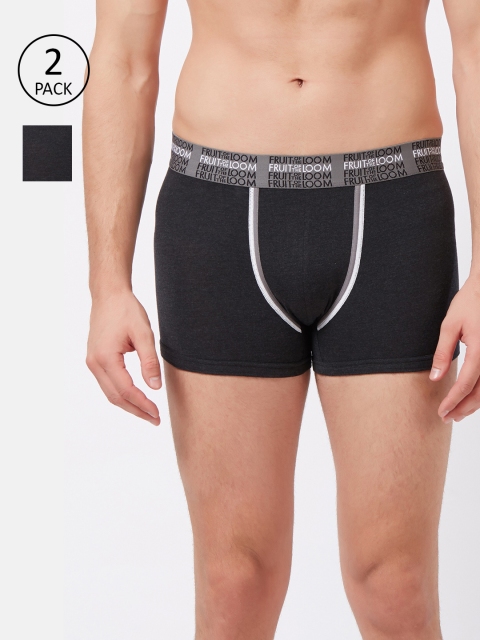 

Fruit of the loom Men Pack Of Two Black Solid Trunks 10570528-2