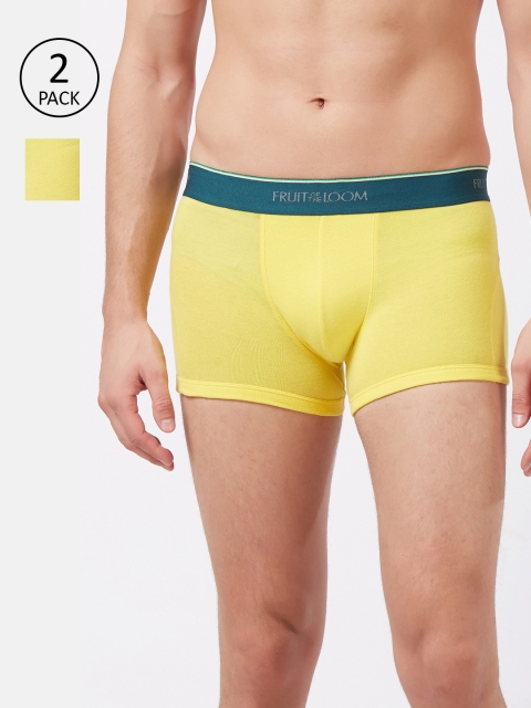 

Fruit of the loom Men Pack Of 2 Yellow Solid Trunks MTR06-A1S5