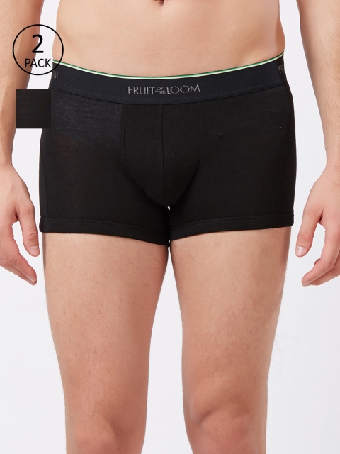 

Fruit of the loom Men Pack Of 2 Black Solid Low-Rise Trunks MTR06-A1S3-