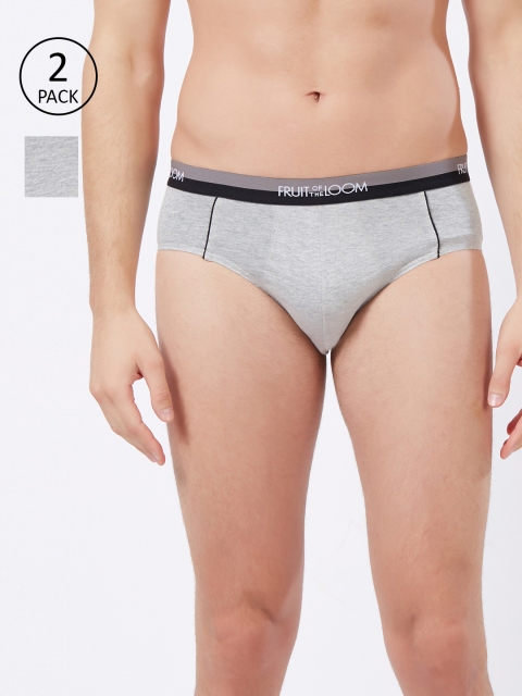 

Fruit of the loom Men Pack Of 2 Grey Solid Hip Briefs MHB03-A1S2