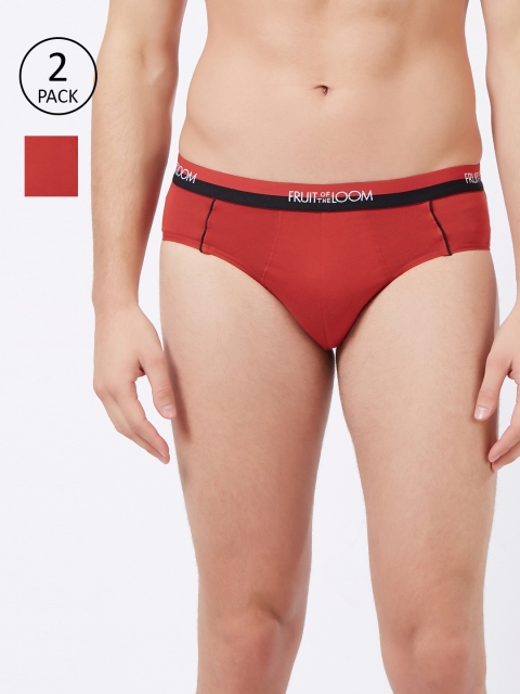 

Fruit of the loom Men Pack Of 2 Red Solid Hip Briefs MHB03-A1S4