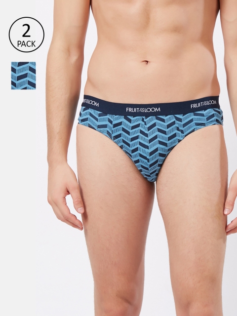 

Fruit of the loom Men Blue Pack Of 2 Printed Hip Briefs MHB13-A2P1