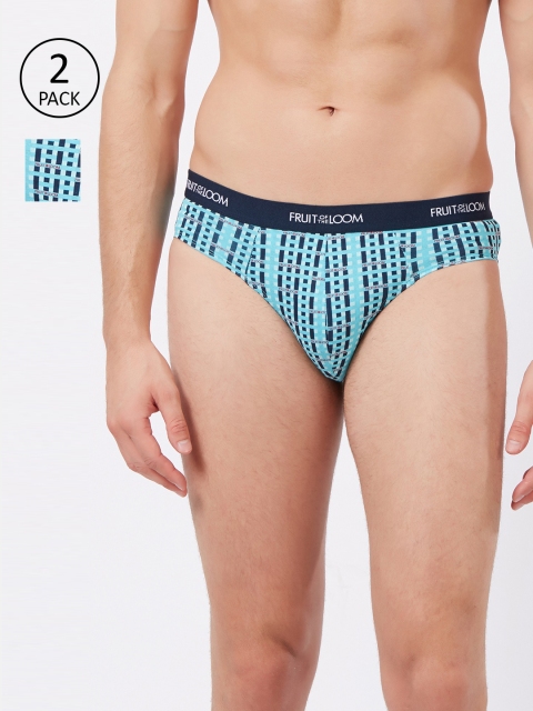 

Fruit of the loom Men Blue Pack Of 2 Printed Hip Briefs MHB13-A2P2