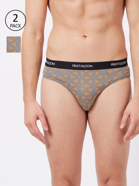 

Fruit of the loom Men Grey Pack Of 2 Printed Hip Briefs MHB13-A2P3