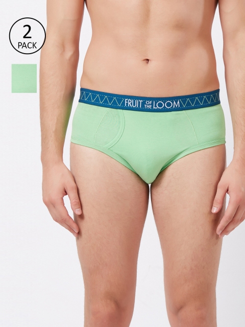 

Fruit of the loom Pack of 2 Men Green Solid Hip Briefs 10570700-2