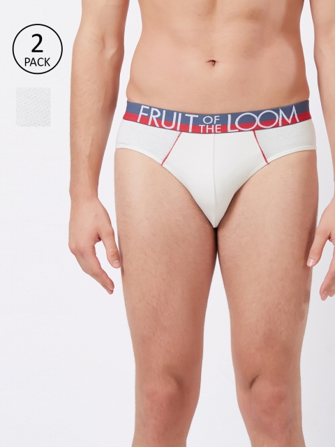 

Fruit of the loom Pack of 2 Men White Solid Hip Briefs 10570606-2