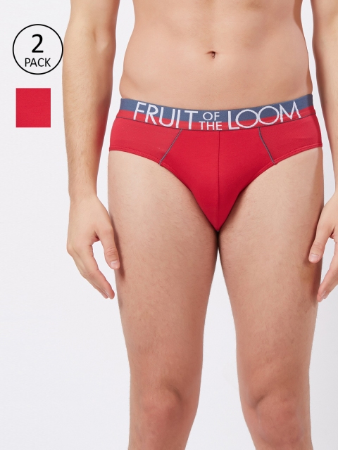 

Fruit of the loom Men Pack Of 2 Red Solid Hip Briefs 10570718-2