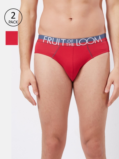 

Fruit of the loom Men Red Solid Hip Briefs 10570644-2