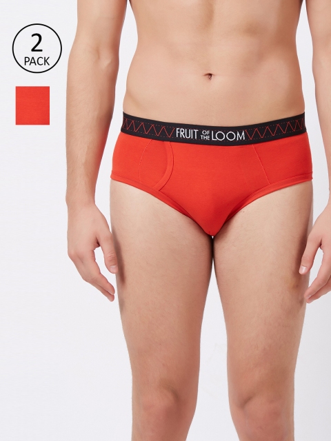 

Fruit of the loom Men Pack of 2 Red Solid Hip Briefs 10570648