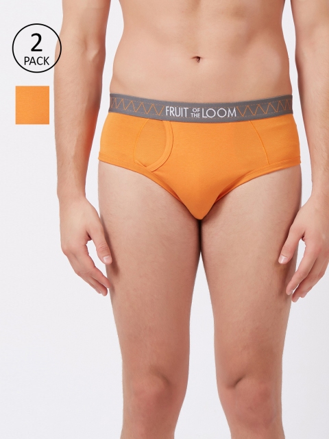 

Fruit of the loom Men Pack of 2 Orange Solid Hip Briefs 10570654