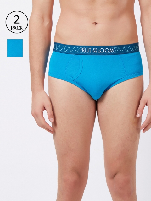 

Fruit of the loom Men Pack of 2 Blue Solid Hip Briefs 10570704