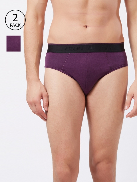 

Fruit of the loom Men Pack of 2 Purple Solid Hip Briefs