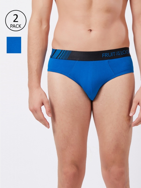 

Fruit of the loom Men Pack of 2 Blue Solid Hip Briefs