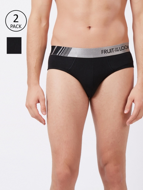 

Fruit of the loom Men Pack of 2 Black Solid Hip Briefs