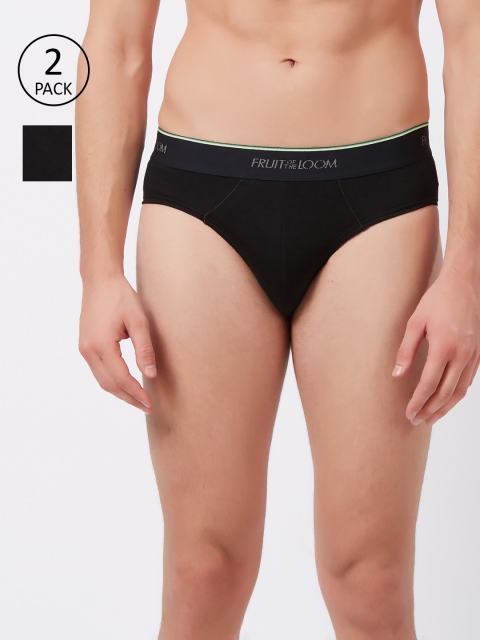 

Fruit of the loom Men Pack of 2 Black Solid Hip Briefs 10570638-2