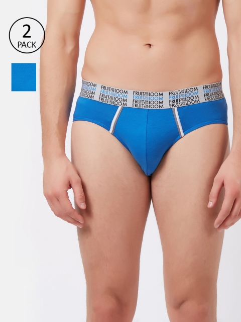 

Fruit of the loom Men Pack of 2 Blue Solid Hip Briefs 10570572-2