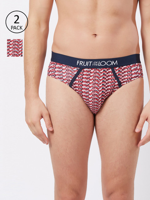 

Fruit of the loom Men Pack of 2 Multicoloured Abstract Print Hip Briefs 10570474-2, Multi