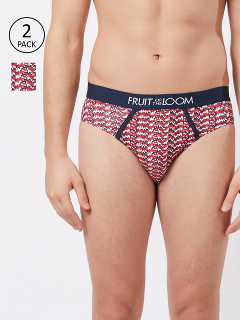 

Fruit of the loom Men Pack of 2 Multicoloured Abstract Print Hip Briefs 10570488-2, Multi