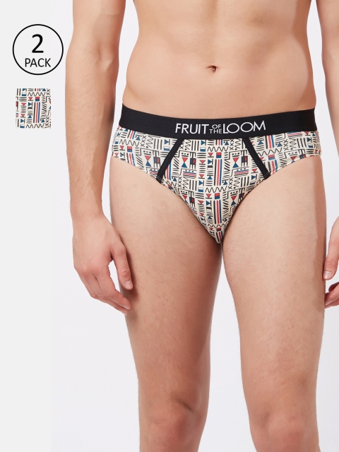 

Fruit of the loom Men Pack of 2 Off-white Printed Briefs 10570554-2