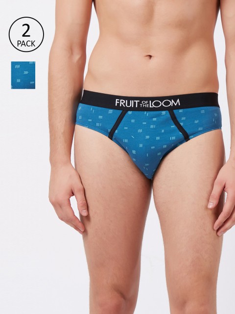 

Fruit of the loom Men Pack of 2 Blue Printed Briefs 10570558-2