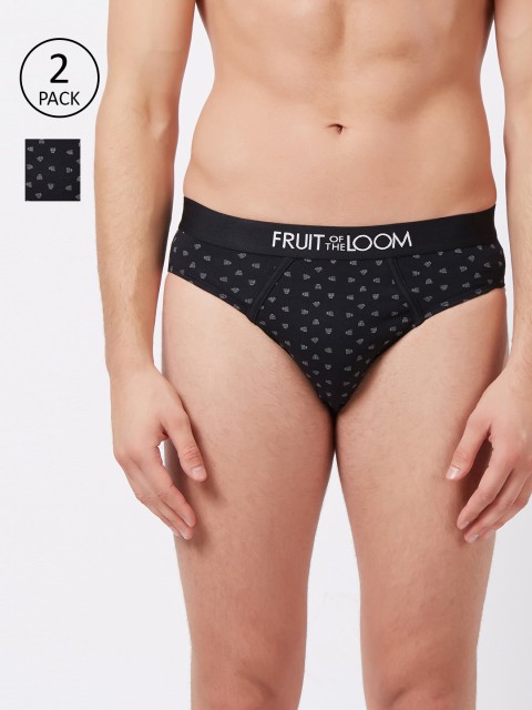 

Fruit of the loom Men Pack of 2 Sea Black Printed Briefs 10570678-2