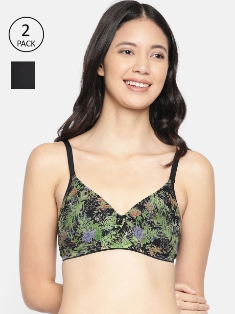 

Inner Sense Pack Of 2 Organic Cotton Antimicrobial Wire-Free Padded Sustainable Bras ISB068, Green