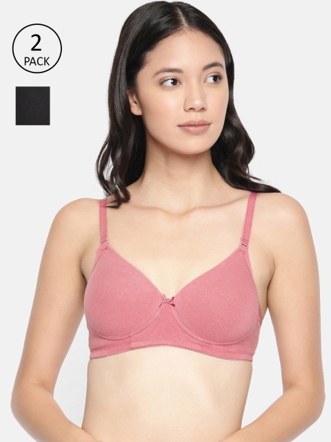 

Inner Sense Pack of 2 Organic Cotton Antimicrobial Wire-Free Padded Sustainable Bra ISB068, Black