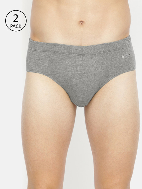 

LAVOS Men Pack of 2 Grey Melange Solid Organic Hip Briefs LM2001