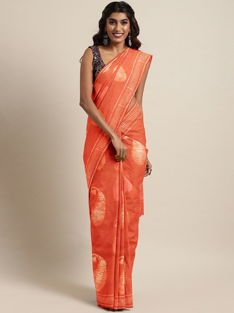 

Kalakari India Rust Orange & Beige Handloom Dabu Handblock Print Bagru Sustainable Saree