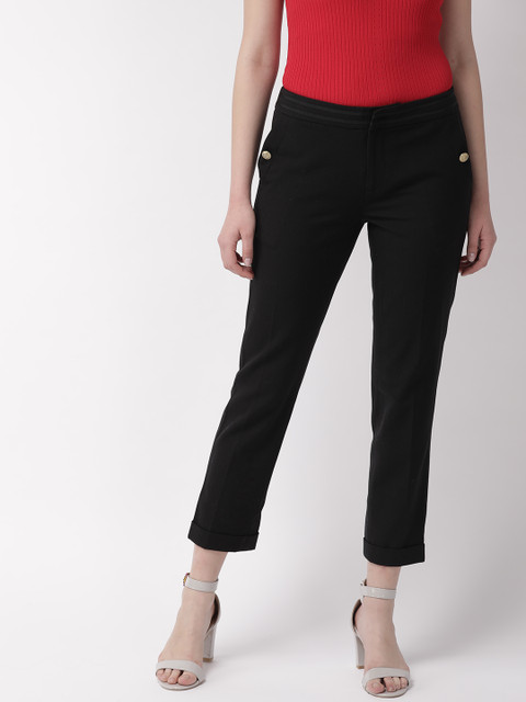 

Tommy Hilfiger Women Black Regular Fit Solid Cropped Trousers