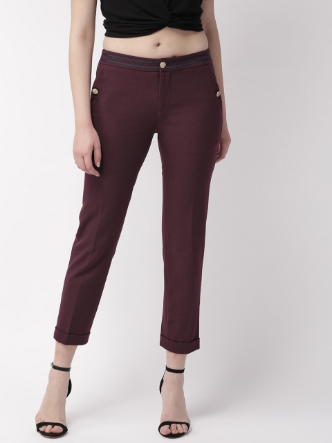 

Tommy Hilfiger Women Burgundy Regular Fit Cropped Solid Trousers