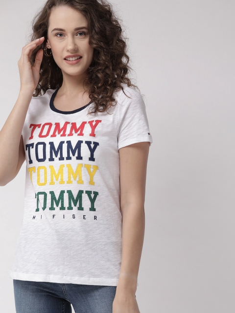 

Tommy Hilfiger Women White Printed Round Neck T-shirt