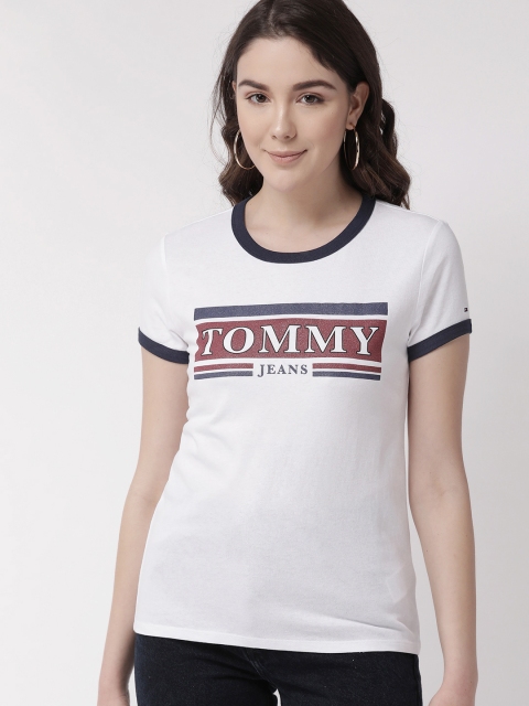 

Tommy Hilfiger Women White Printed Round Neck T-shirt