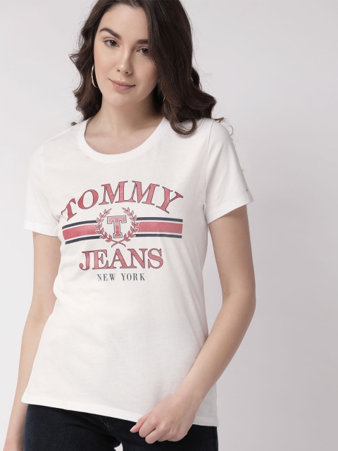 

Tommy Hilfiger Women White Printed Round Neck T-shirt