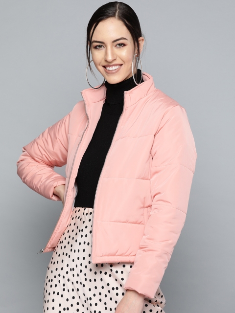 

VividArtsy Women Peach-Coloured Solid Padded Jacket
